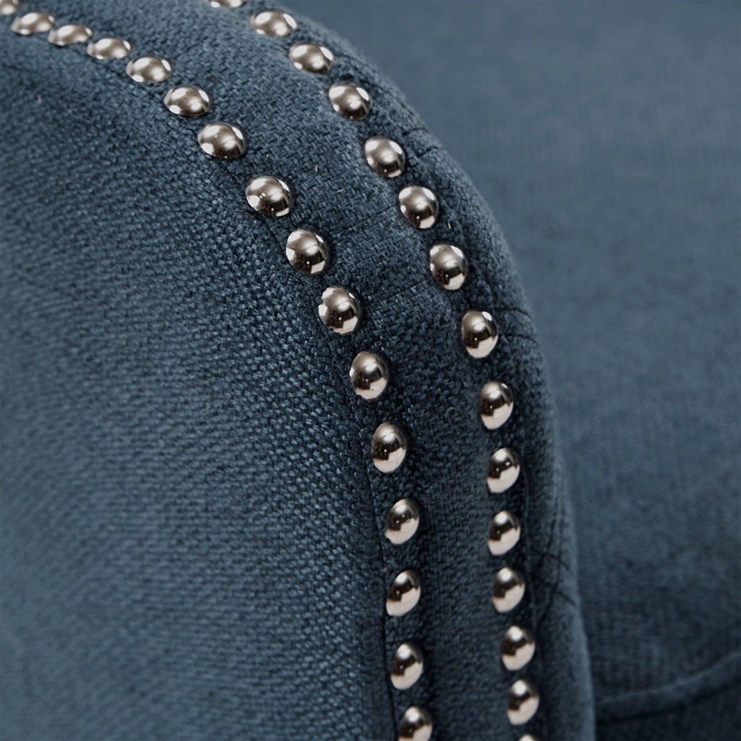 Modern Accent Chair With Quilted Back And Silver Studs - Dark Blue