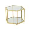 Modern Stainless Steel Coffee Table With Double Layer Tempered Glass And Polygonal Design - Gold