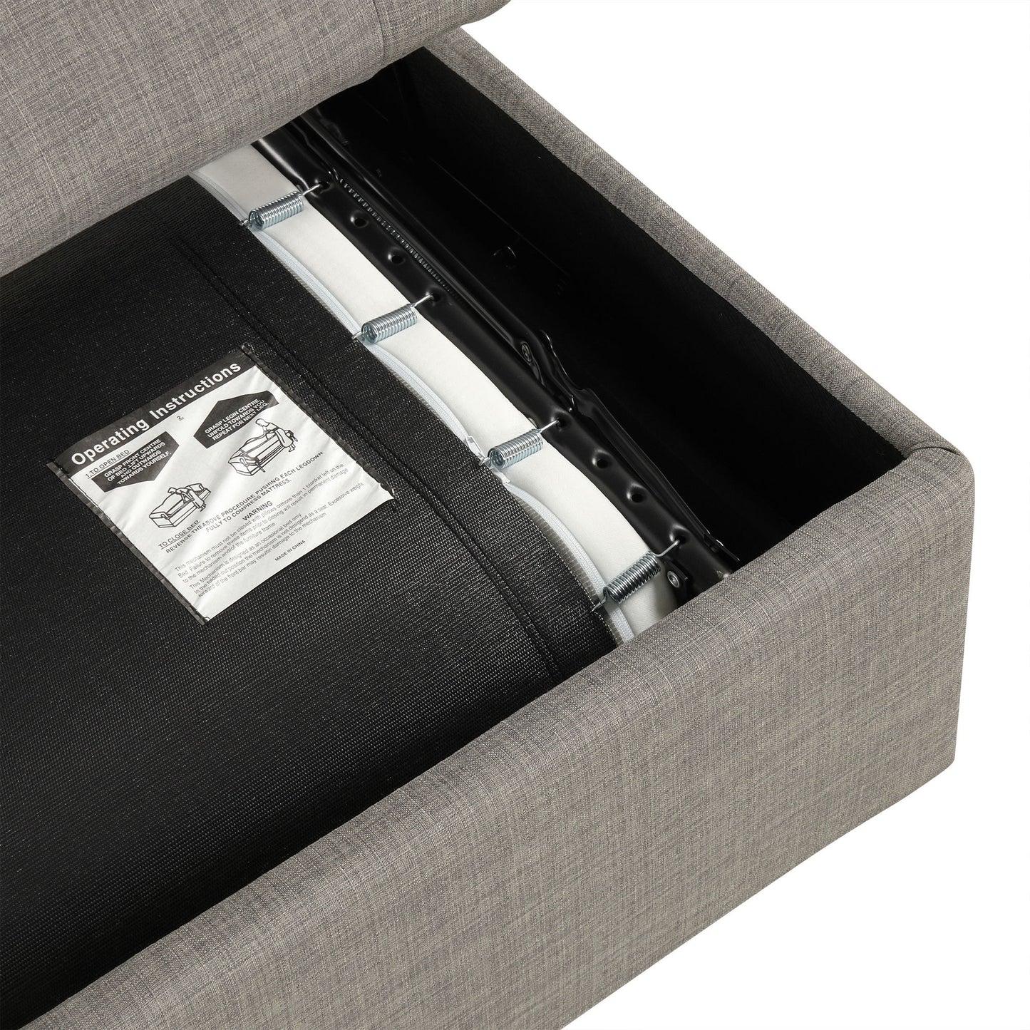 Convertible Ottoman Sleeper With Memory Mattress - Gray - Gray