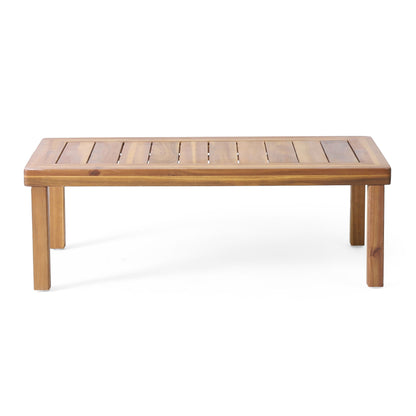 Acacia Wood Loveseat And Coffee Table Set With Cushions - Brown