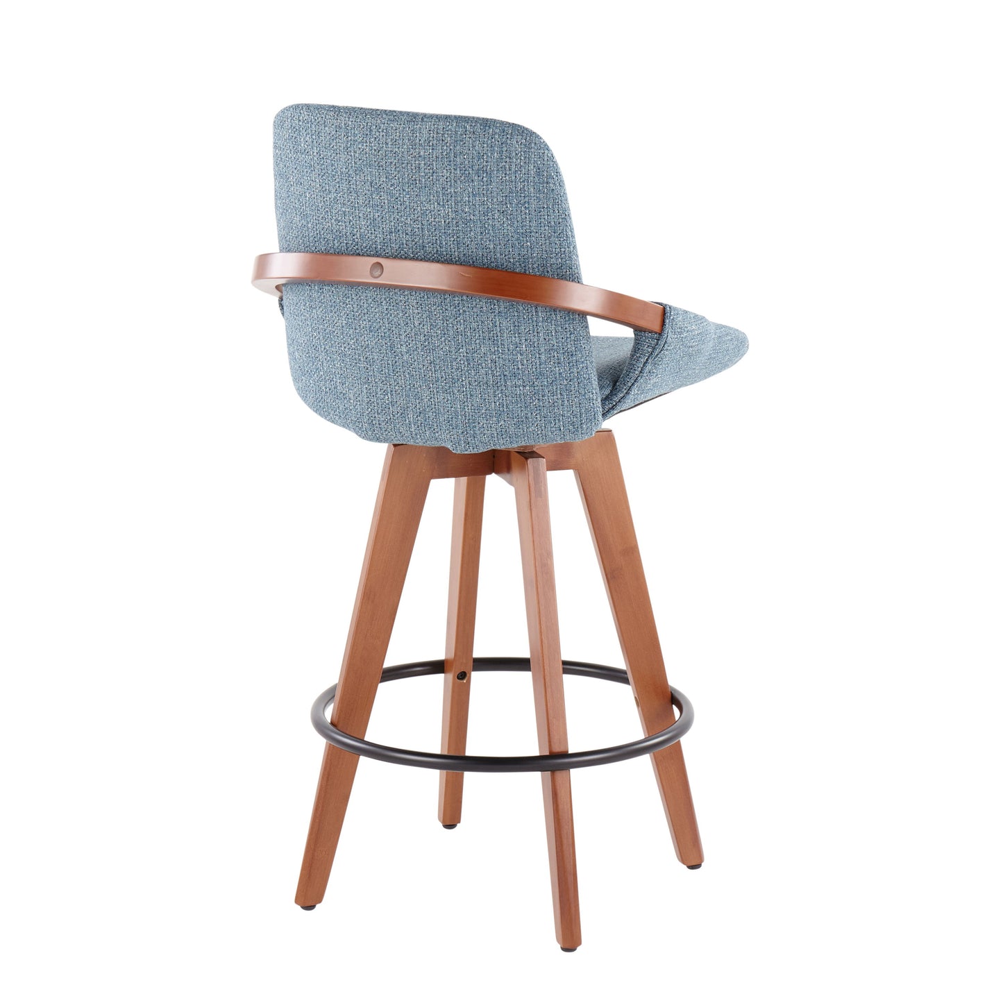 Cosmo - Mid-Century Counter Stool - Walnut / Blue