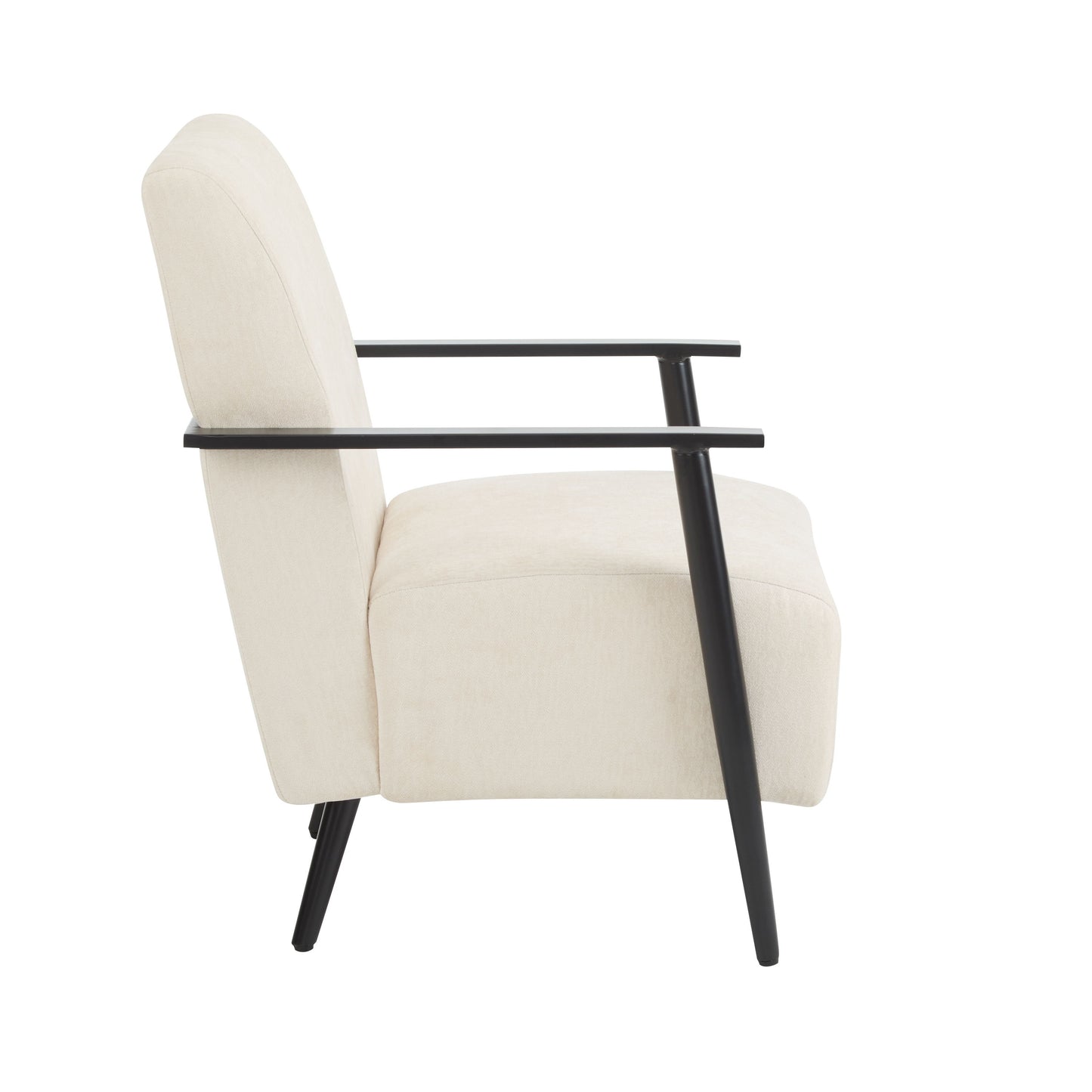 Modern Lounge Chair With Polyester Upholstery And Sturdy Metal Frame - Beige