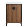 Modern 24'' Bathroom Vanity With Top Sink Storage Cabinet - Brown