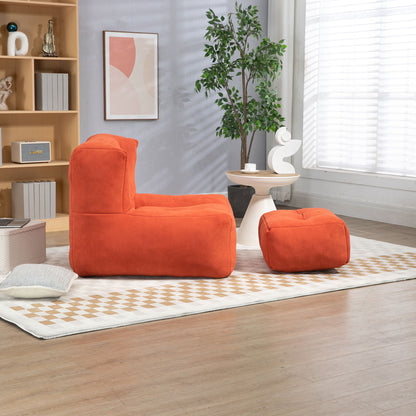 Fluffy Bean Bag Chair, Comfortable Bean Bag For Adults And Children, Super Soft Lazy Sofa Chair With Memory Foam And Ottoman, Indoor Modern Focus Bean Bag Chair For Living Room, Bedroom, Apartment - Red