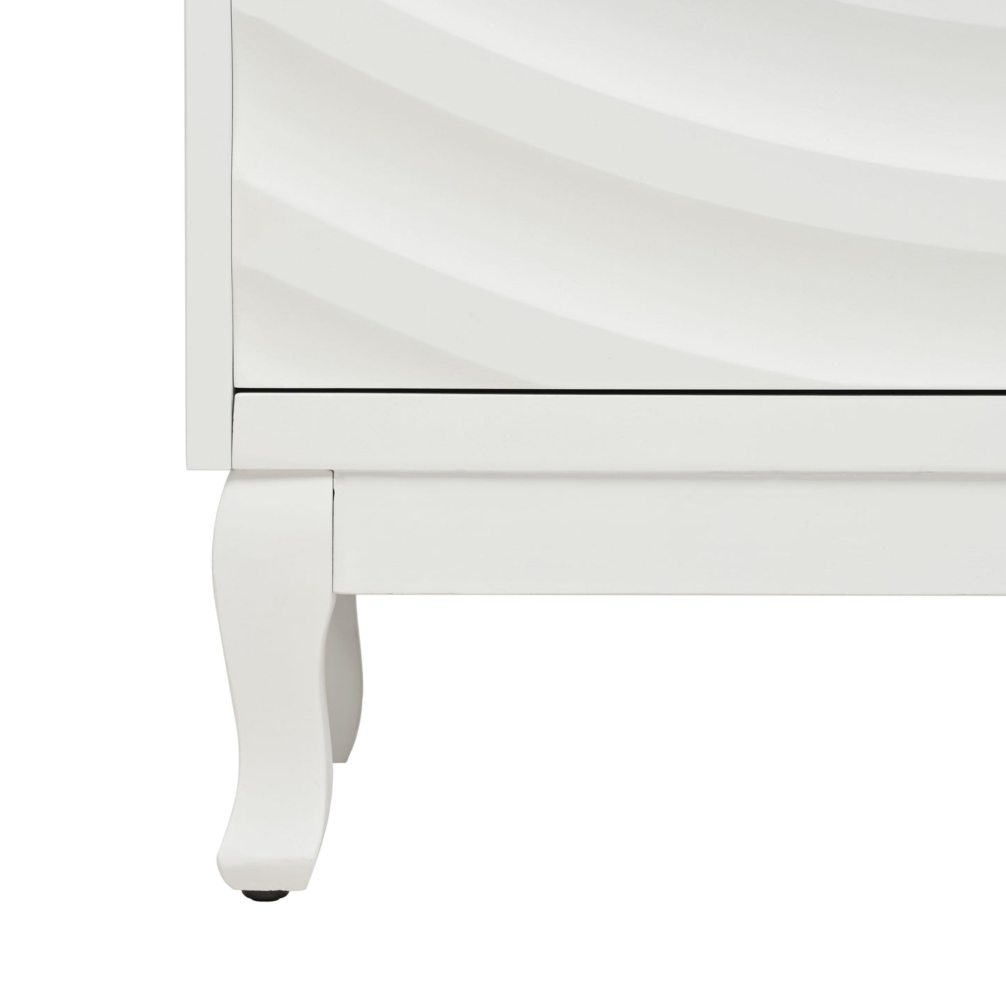 Elegant Sideboard With Sophisticated Wavy Pattern Doors And Arched Groove Design In A Stylish 4 Door Layout, Adjustable For Study, Entryway And Living Room - White