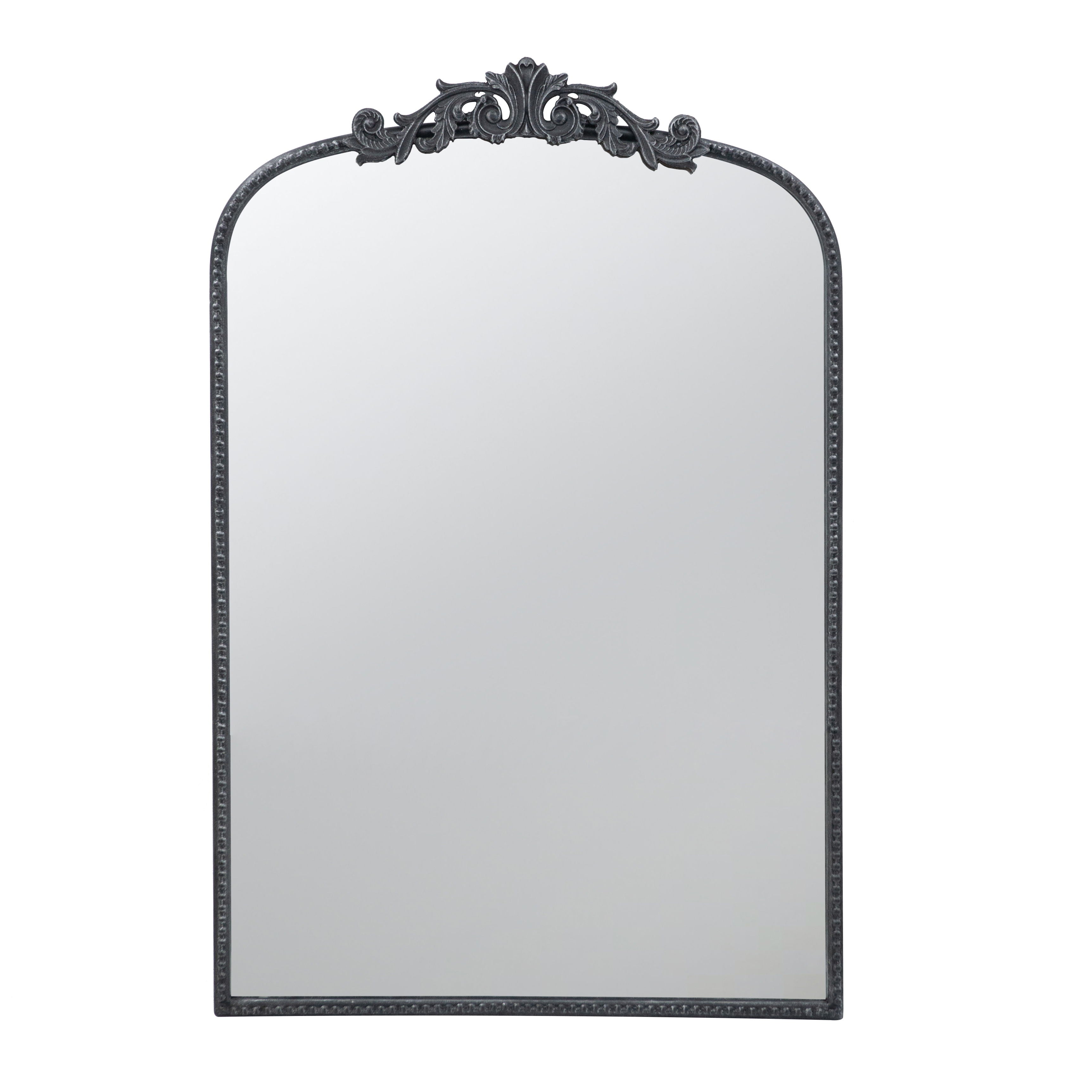 Classic Design Mirror With And Baroque Inspired Frame For Bathroom, Entryway Console Lean Against Wall - Black