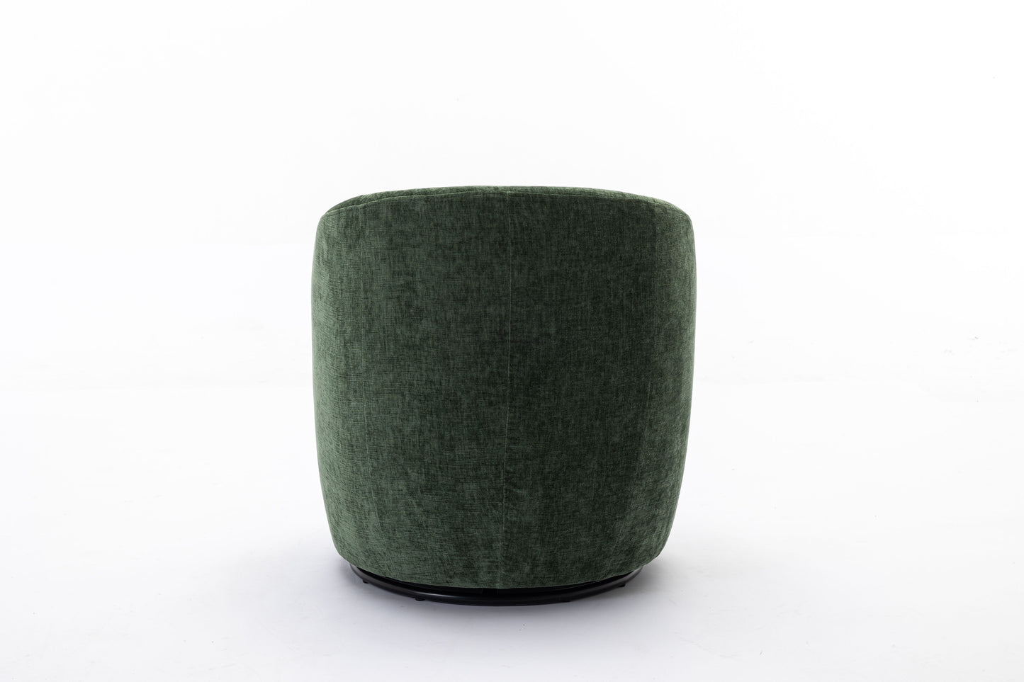 Chenille Fabric Swivel Accent Armchair Barrel Chair With Black Powder Coating Metal Ring - Green
