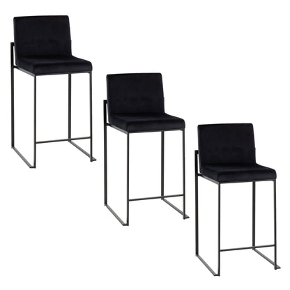 Fuji - Contemporary High Back Counter Stool (Set of 3) - Black
