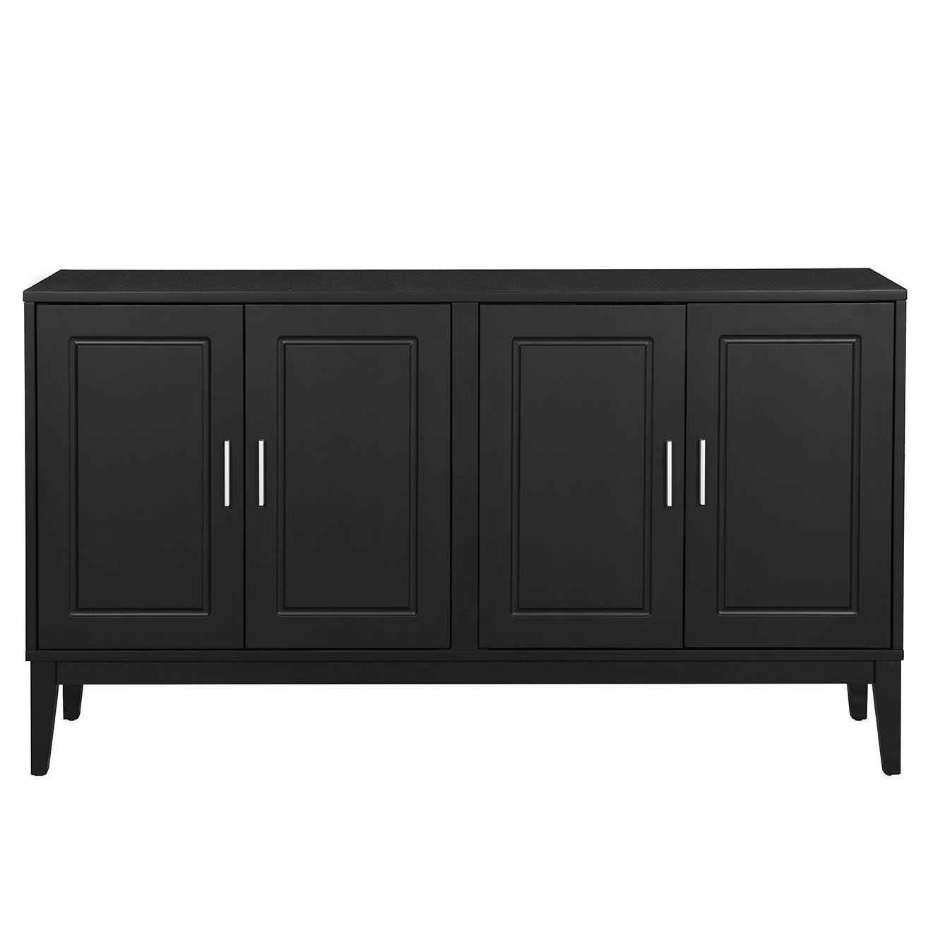 4 Door Sideboard Storage Cabinet With Door Shelf For Living Room And Dining Room, 2 Large Cabinets With Adjustable Shelf - Black