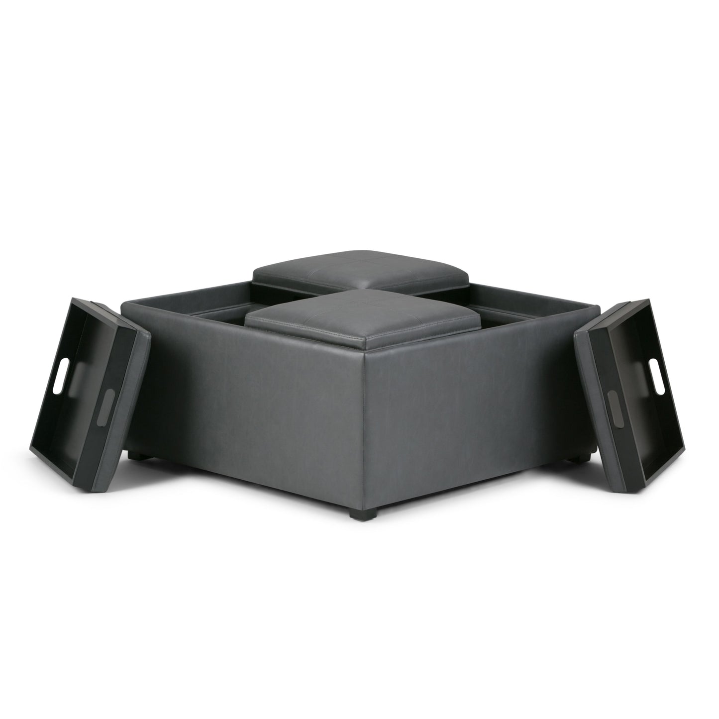 Avalon - Square Coffee Table Storage Ottoman - Stone Gray