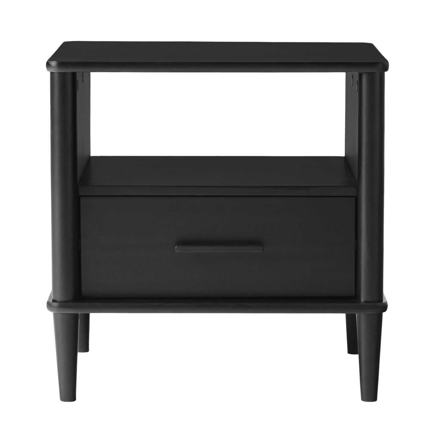 Transitional Solid Wood Spindle Nightstand - Black