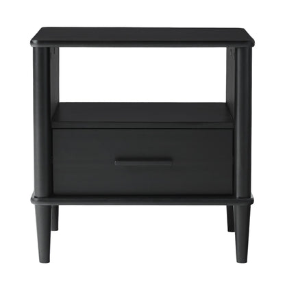 Transitional Solid Wood Spindle Nightstand - Black