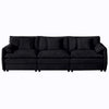 Modern Chenille Oversized Deep Seat Sectional Sofa, Large 3 Seater Modular With Pillows - Black
