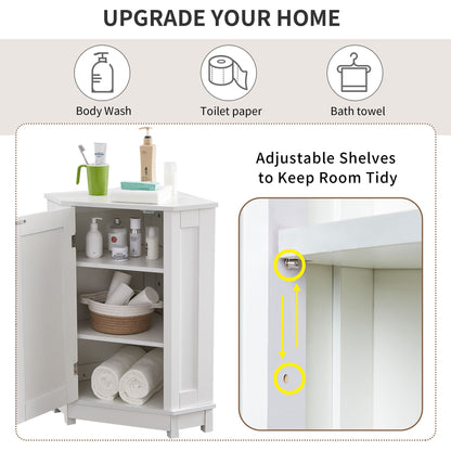 Bathroom Cabinet Triangle Corner Storage Cabinet With Adjustable Shelf Modern Style - White