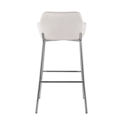 Daniella - Contemporary Fixed Height Bar Stool (Set of 2) - Chrome / White