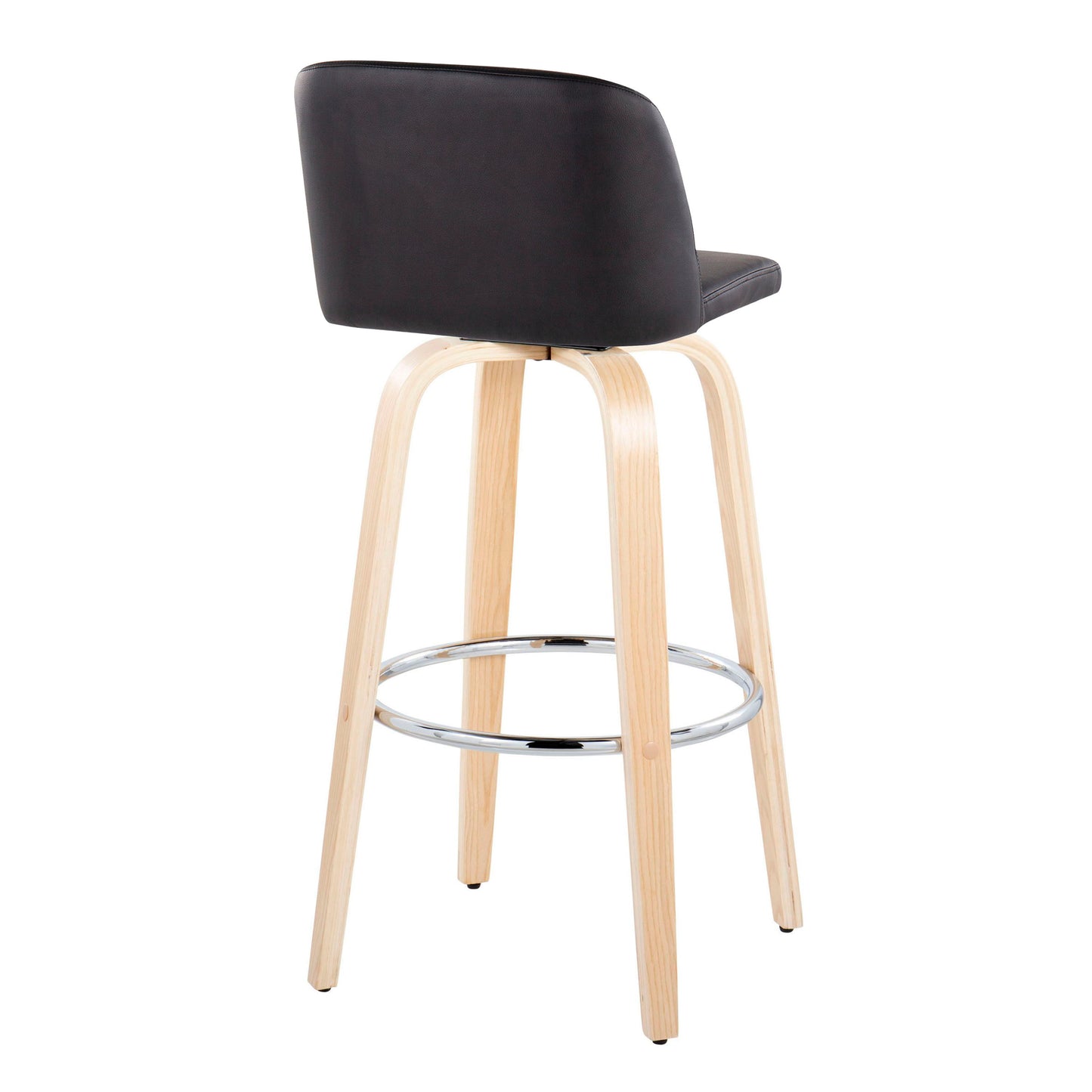 Toriano - Contemporary Fixed Height Barstool & Swivel With Round Footrest (Set of 2) - Natural / Black