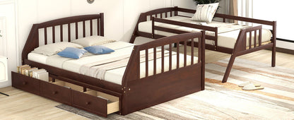 Twin Over Full Bunk Bed With Drawers, Ladder And Storage Staircase - Espresso