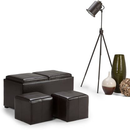 Avalon - 5 Piece Storage Ottoman - Tanners Brown