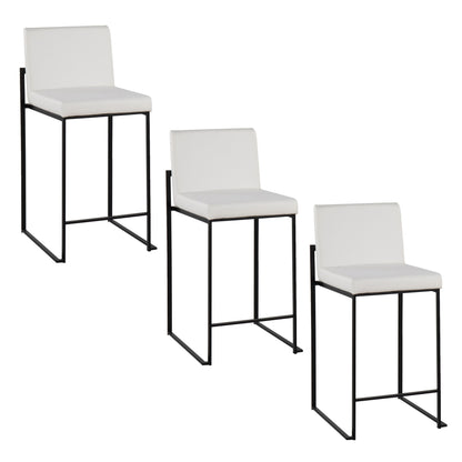 Fuji - Contemporary High Back Counter Stool (Set of 3) - Black / White