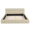 Queen Size Upholstered Platform Bed With Thick, Grounded Bed With Solid Frame - Beige