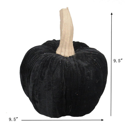 Velvet Pumpkin Large, For Holiday Halloween Decor - Black