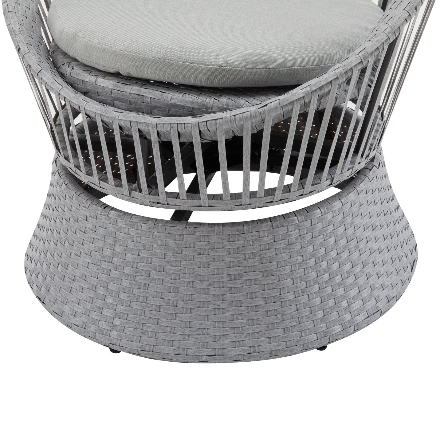 Modern Silver Swivel Wicker Lounge Chair With Xianrattan And Iron Frame, Stylish Round Design - Silver Gray