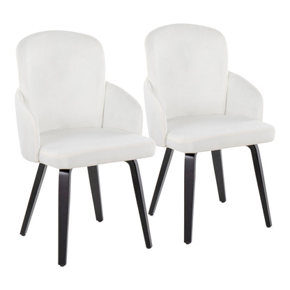 Dahlia - Contemporary Dining Chair (Set of 2) - Black / Cream - Velvet