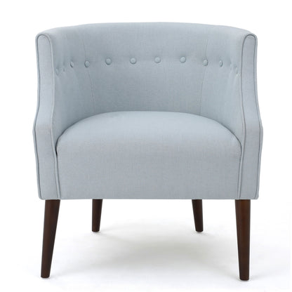 Elegant Upholstered Club Chair With Button Tufting - Light Blue