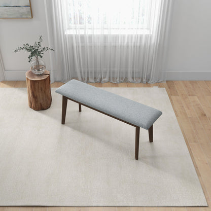 Carlos-Upholstered Solid Wood Bench - Gray