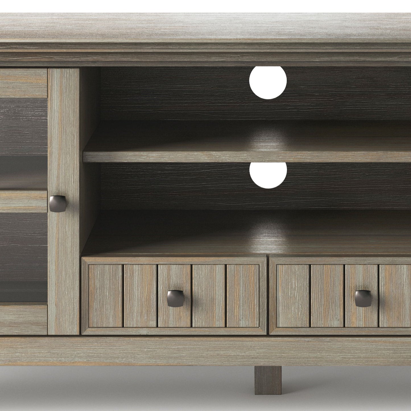 Acadian - TV Media Stand - Distressed Gray