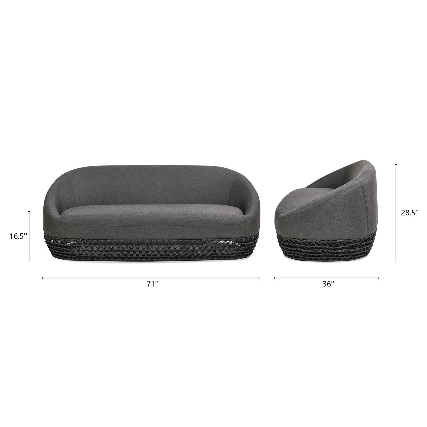 Willow - Upholstered Patio Deep Seating Sofa - Graphite Gray / Black