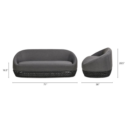 Willow - Upholstered Patio Deep Seating Sofa - Graphite Gray / Black