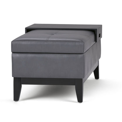 Oregon - Storage Ottoman Bench With Tray - Stone Gray