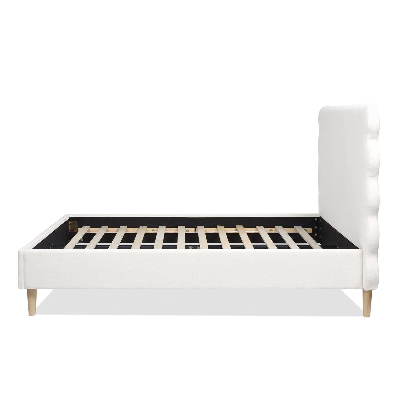 Stockholm - Queen Modern Wavy Headboard Platform Bed - Antique White