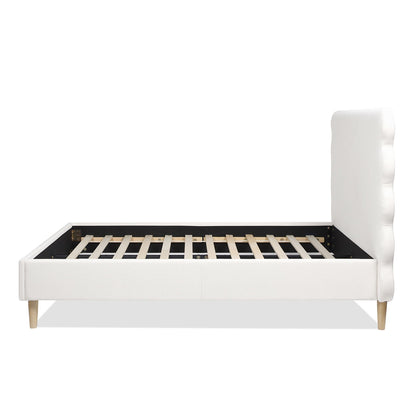 Stockholm - Queen Modern Wavy Headboard Platform Bed - Antique White
