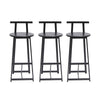 Modern Kitchen Bar Stools (Set of 3) With Footrest - Black