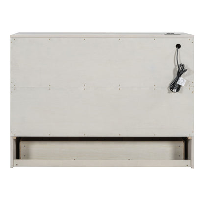 Full Size Murphy Bed With Large Drawers - Brushed White