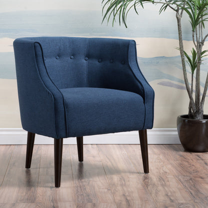 Contemporary Upholstered Club Chair With Button Tufting - Navy Blue