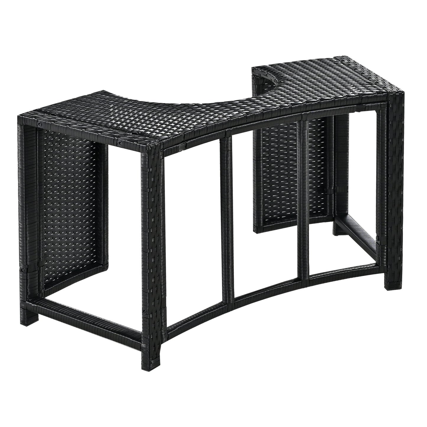Spa Surround Spa Frame Patio Rattan Sofa Set With Storage Spaces, Mini Sofa And Comfortable Cushion For Patio, Backyard - Gray