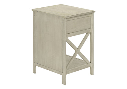 Accent End Table, 2 Tier, Storage Drawer, Transitional - White