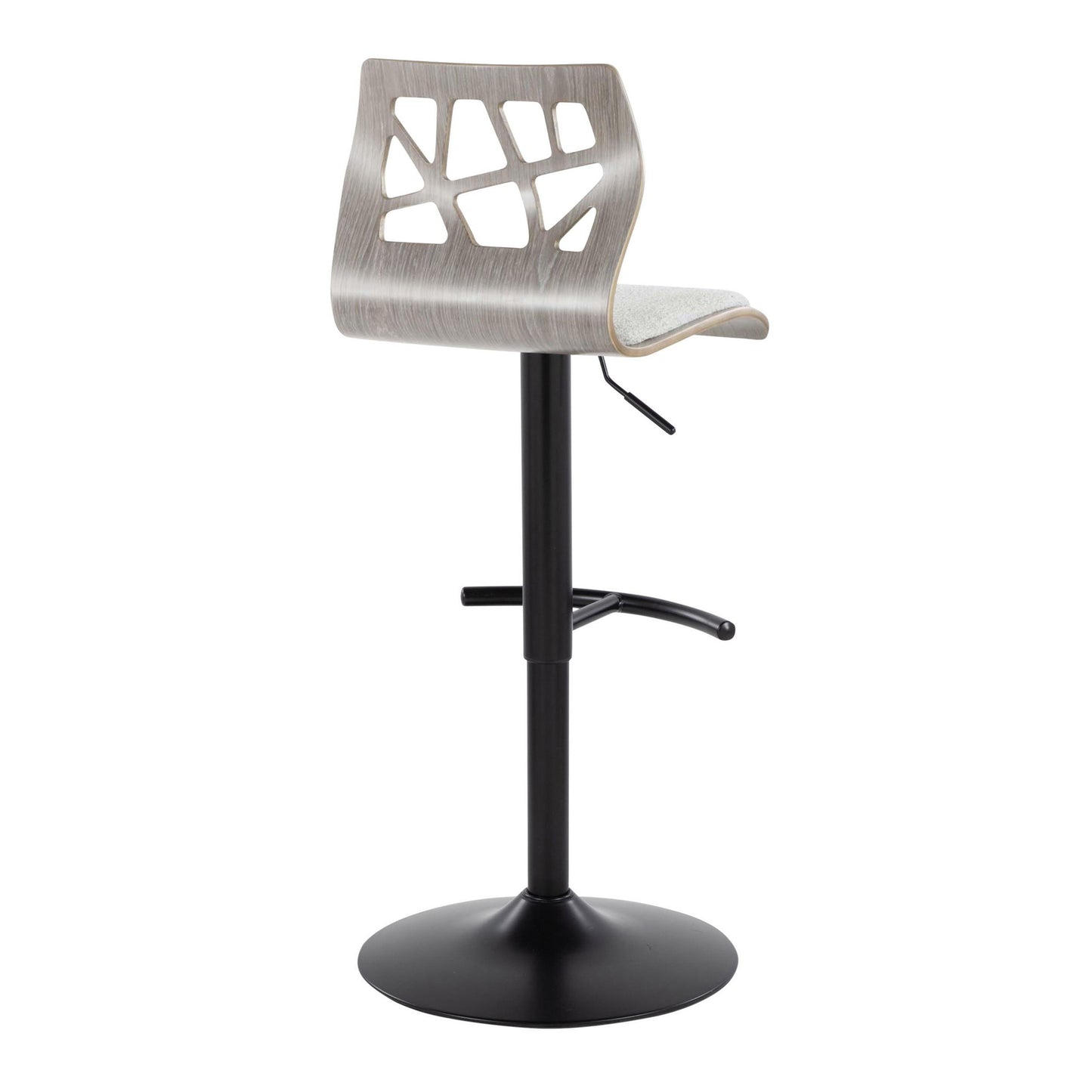 Folia - Contemporary Adjustable Barstool With Swivel With Rounded T Footrest (Set of 2) - Black / Light Gray