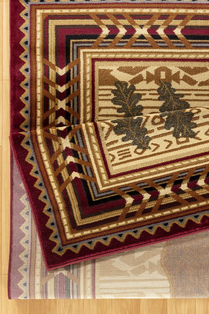 Nature's Nest - 7'10" X 10'3" Lodge Area Rug - Multi, Red