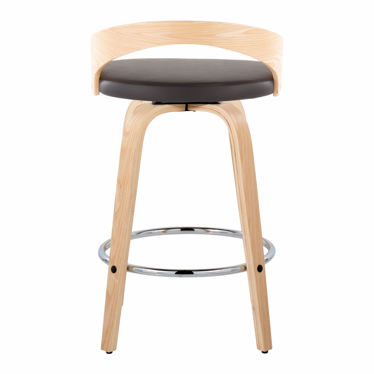 Grotto - Contemporary Fixed Height Counter Stool With Swivel With Round Footrest (Set of 2) - Natural / Brown