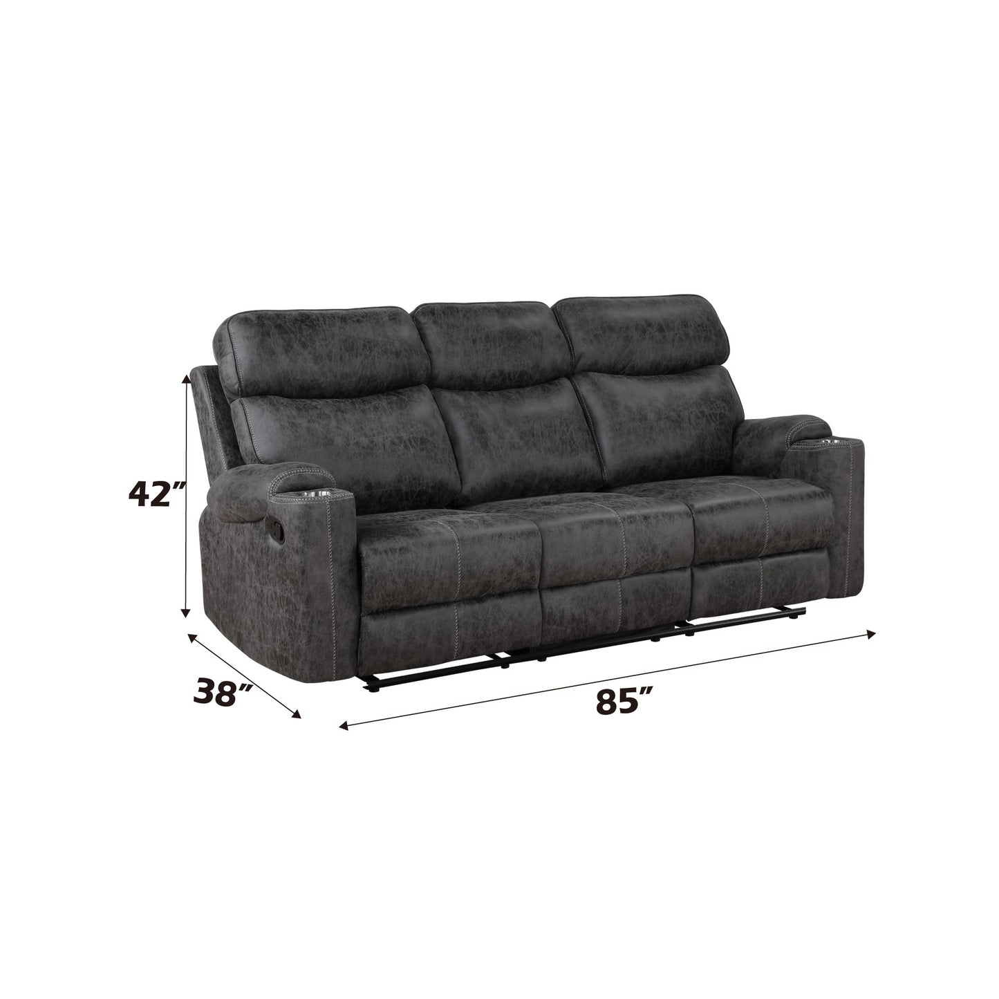 Hirah - Manual Recliner Sofa With Cupholder Function - Dark Gray