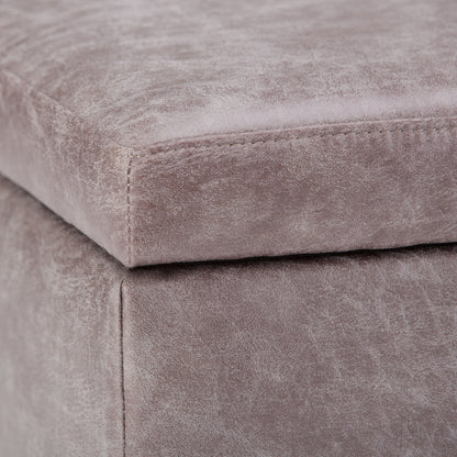 Owen - Coffee Table Storage Ottoman - Distressed Gray Taupe