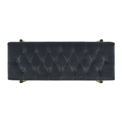Aria - Upholstered Gold Accent Bench - Gray