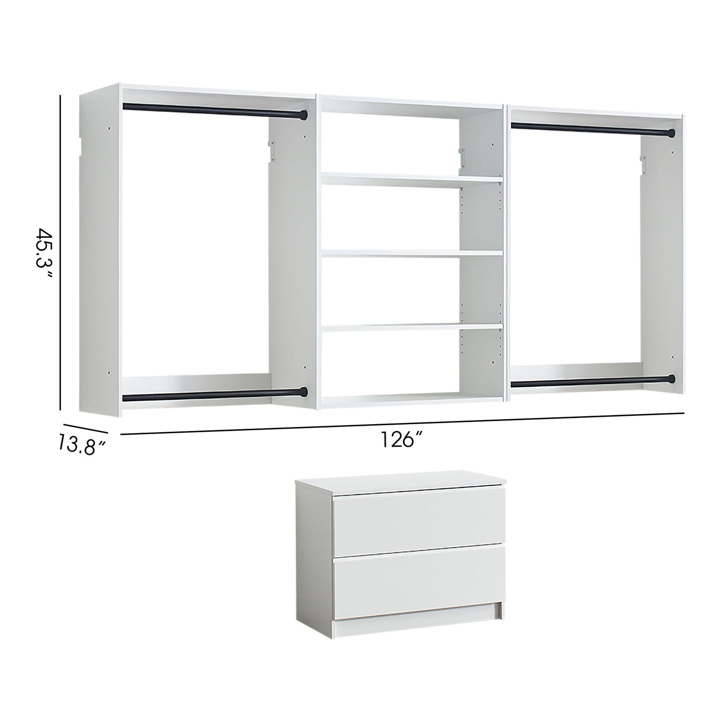 Devi - Wall Mounted Wood Closet System Modular Versatility And Warm - White