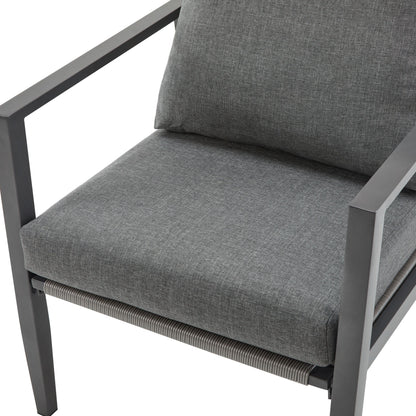 Modern Aluminum Lounge Chair With Rope Accents And Cushions For Indoor And Outdoor Spaces - Gray