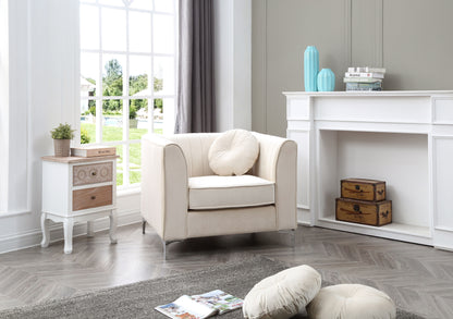 Contemporary Sloped Armchair - Ivory