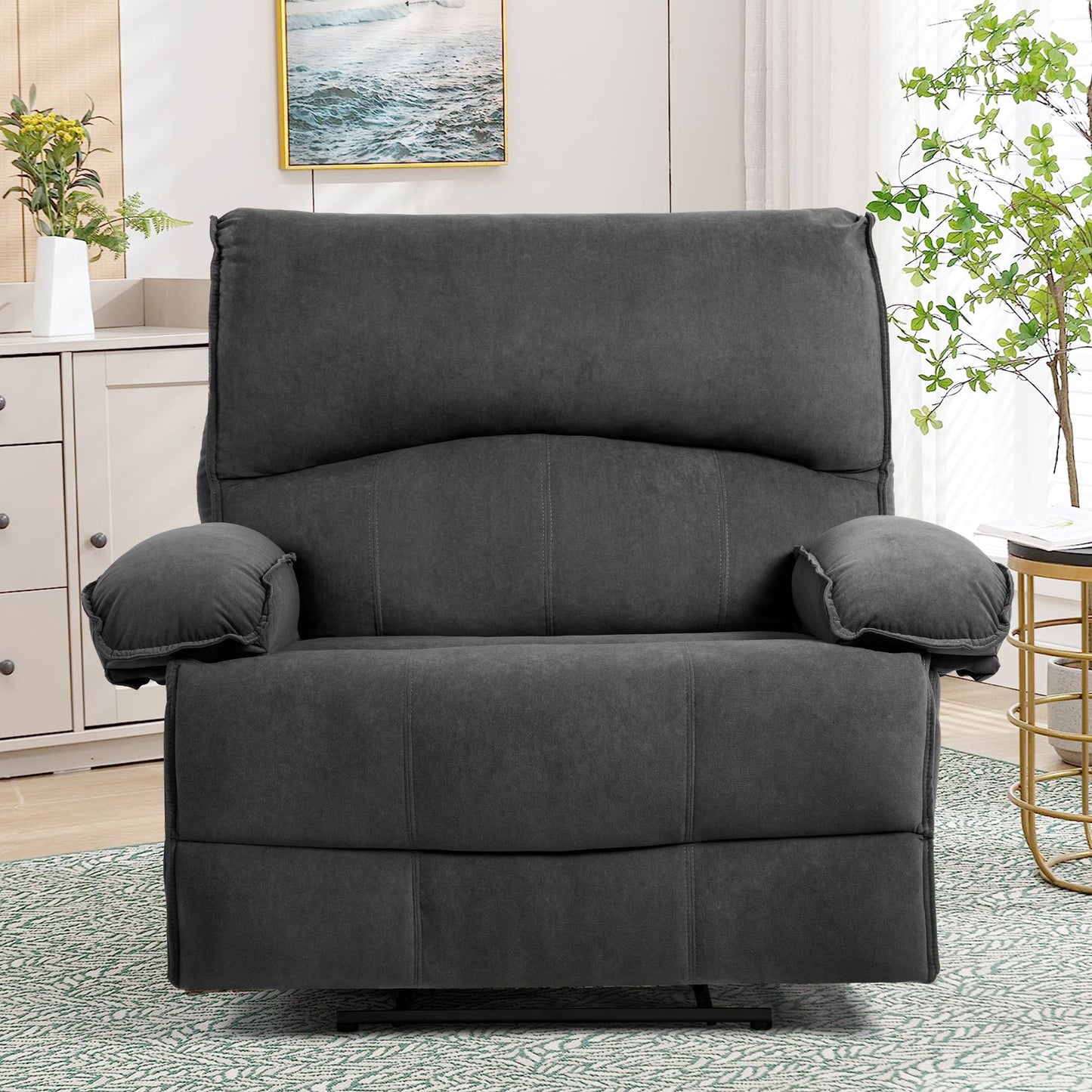 Oversized Manual Recliner Chair Sofa For Living Room - Gray